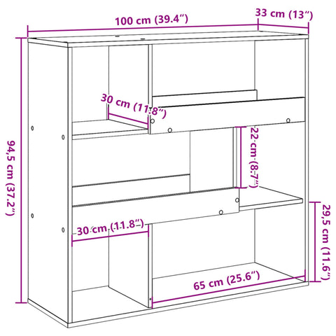 vidaXL Book Cabinet/Room Divider Old Wood 100x33x94.5 cm