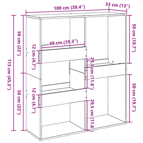 vidaXL Book Cabinet/Room Divider Smoked Oak 100x33x115 cm