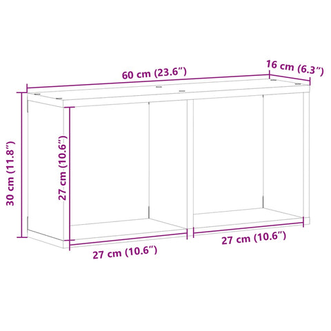 vidaXL Wall Cabinet 60x16x30 cm Concrete Grey Engineered Wood