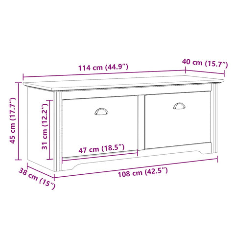 vidaXL Hallway Bench BODO Grey 114x40x45 cm