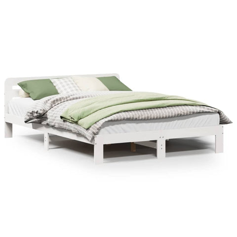 vidaXL Bed Frame without Mattress White 140x200 cm Solid Wood Pine
