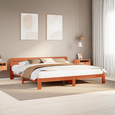 vidaXL Bed Frame without Mattress Wax Brown 180x200 cm Super King Solid Wood Pine