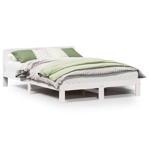 vidaXL Bed Frame without Mattress White 120x190 cm Small Double Solid Wood Pine