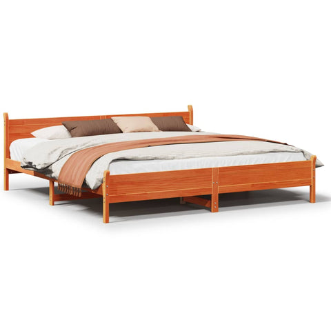 vidaXL Bed Frame without Mattress Wax Brown 180x200 cm Super King Solid Wood Pine