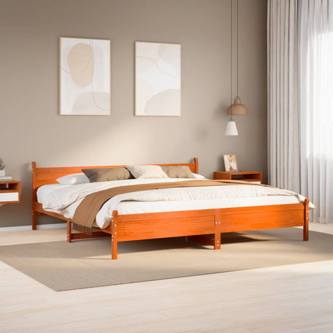 vidaXL Bed Frame without Mattress Wax Brown 180x200 cm Super King Solid Wood Pine