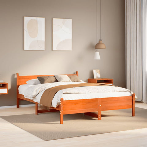 vidaXL Bed Frame without Mattress Wax Brown 160x200 cm Solid Wood Pine