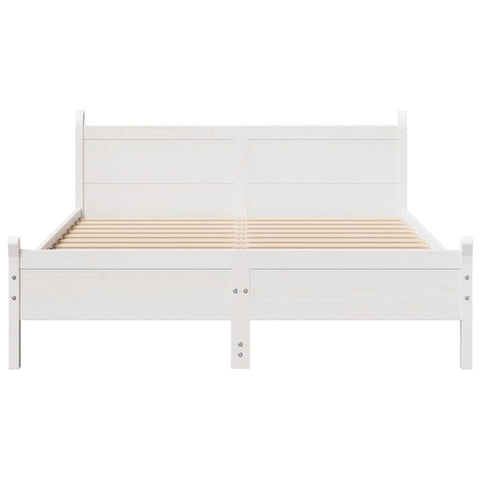 vidaXL Bed Frame without Mattress White 150x200 cm King Size Solid Wood Pine