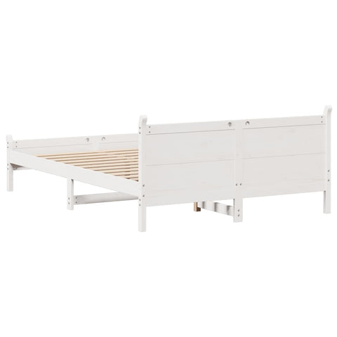 vidaXL Bed Frame without Mattress White 150x200 cm King Size Solid Wood Pine
