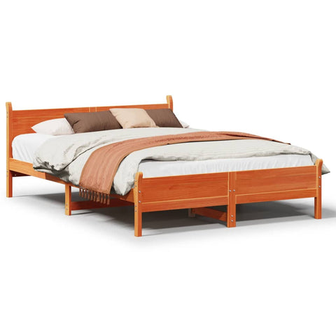 vidaXL Bed Frame without Mattress Wax Brown 150x200 cm King Size Solid Wood Pine