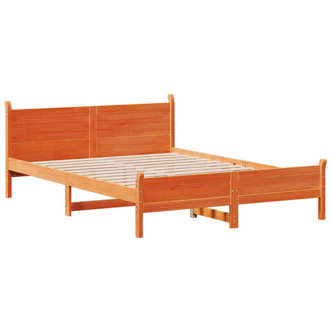 vidaXL Bed Frame without Mattress Wax Brown 150x200 cm King Size Solid Wood Pine