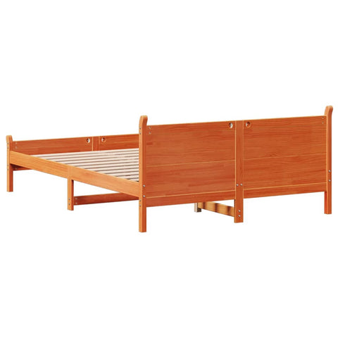 vidaXL Bed Frame without Mattress Wax Brown 150x200 cm King Size Solid Wood Pine