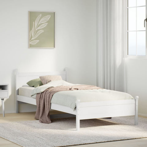 vidaXL Bed Frame without Mattress White 75x190 cm Small Single Solid Wood Pine