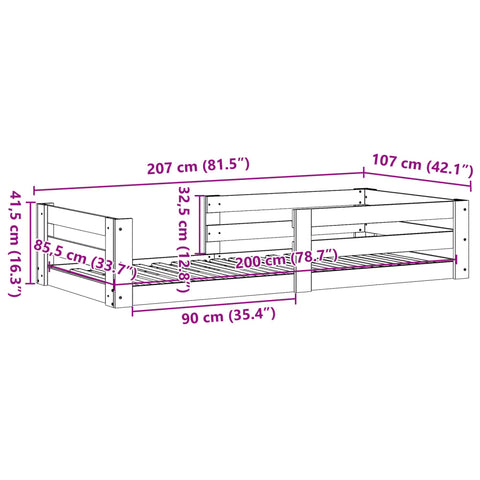 vidaXL Bed Frame without Mattress Wax Brown 100x200 cm Solid Wood Pine