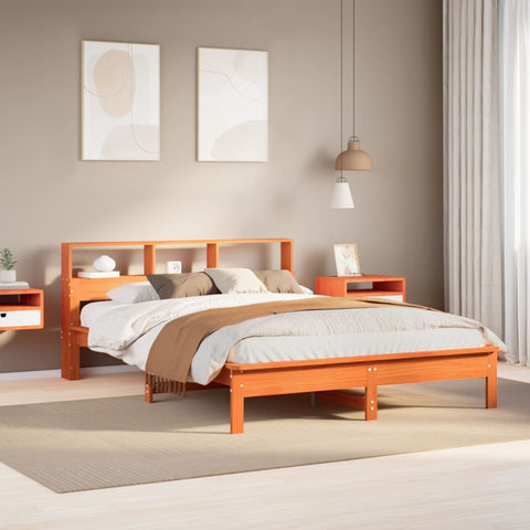 vidaXL Bookcase Bed without Mattress Wax Brown 120x200 cm Solid Wood Pine
