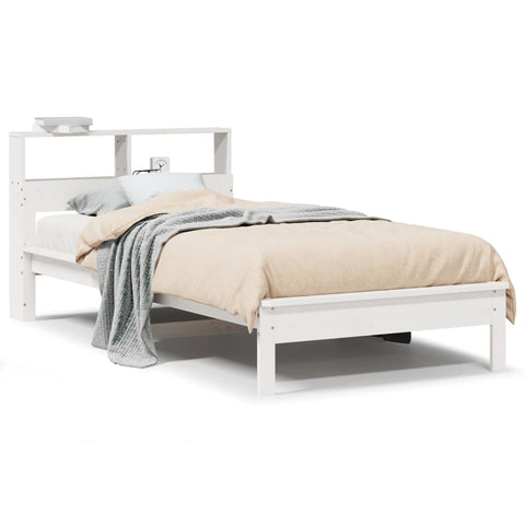 vidaXL Bookcase Bed without Mattress White 90x200 cm Solid Wood Pine