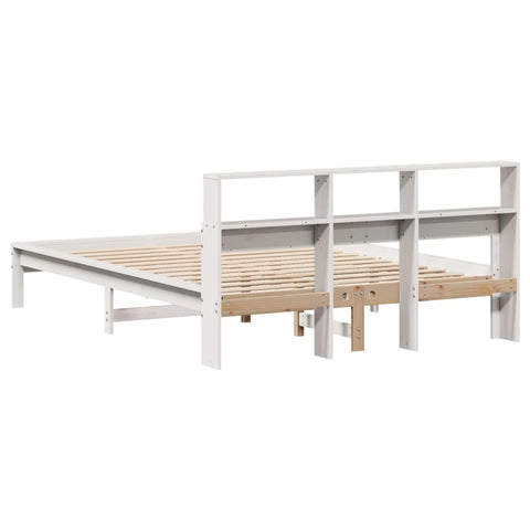 vidaXL Bookcase Bed without Mattress White 120x190 cm Small Double Solid Wood Pine