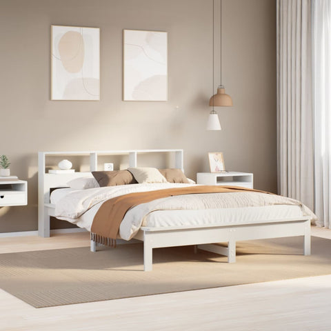vidaXL Bookcase Bed without Mattress White 120x190 cm Small Double Solid Wood Pine