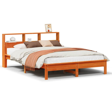 vidaXL Bookcase Bed without Mattress Wax Brown 120x190 cm Small Double Solid Wood Pine