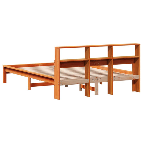 vidaXL Bookcase Bed without Mattress Wax Brown 120x190 cm Small Double Solid Wood Pine
