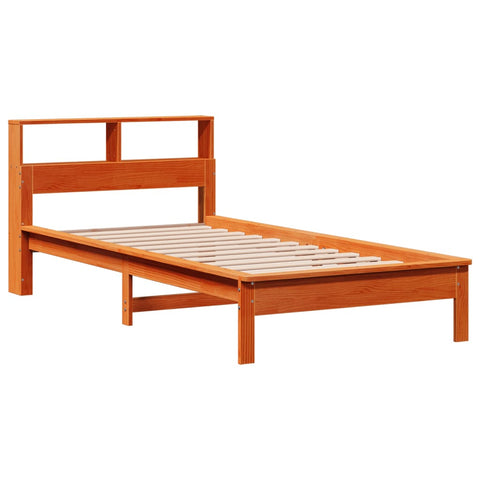 vidaXL Bookcase Bed without Mattress Wax Brown 75x190 cm Small Single Solid Wood Pine