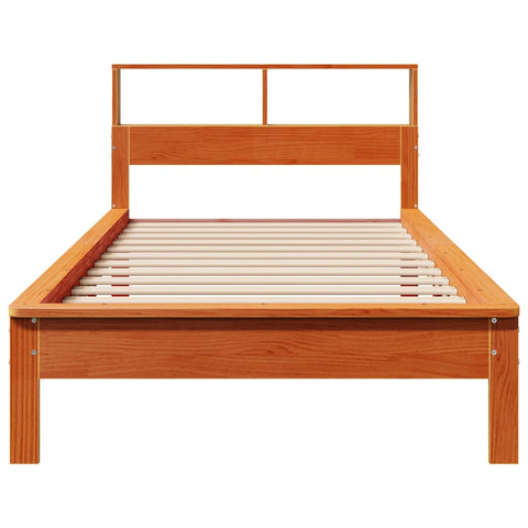 vidaXL Bookcase Bed without Mattress Wax Brown 75x190 cm Small Single Solid Wood Pine