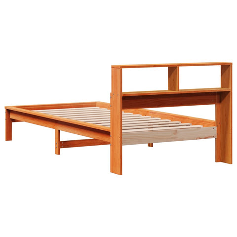 vidaXL Bookcase Bed without Mattress Wax Brown 75x190 cm Small Single Solid Wood Pine