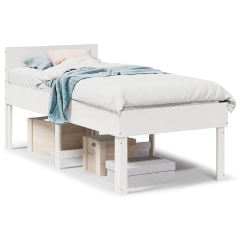 vidaXL Bed Frame without Mattress White 90x190 cm Single Solid Wood Pine