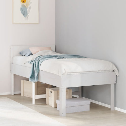 vidaXL Bed Frame without Mattress White 90x190 cm Single Solid Wood Pine
