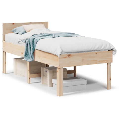 vidaXL Bed Frame without Mattress 75x190 cm Small Single Solid Wood Pine