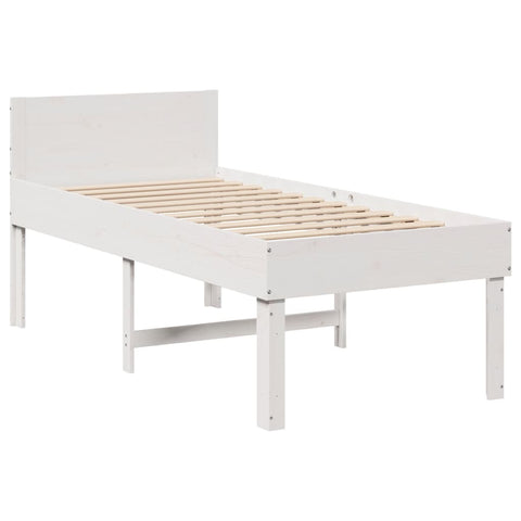 vidaXL Bed Frame without Mattress White 75x190 cm Small Single Solid Wood Pine