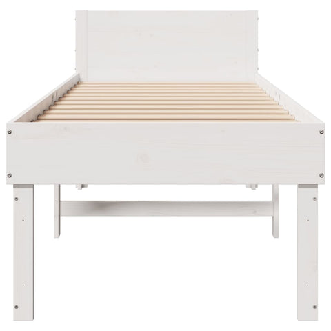vidaXL Bed Frame without Mattress White 75x190 cm Small Single Solid Wood Pine