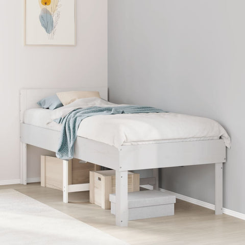 vidaXL Bed Frame without Mattress White 75x190 cm Small Single Solid Wood Pine