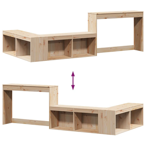 vidaXL Bedside Cabinet with Desk 232x122x75 cm Solid Wood Pine