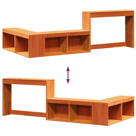 vidaXL Bedside Cabinet with Desk Wax Brown 222x122x75 cm Solid Wood Pine
