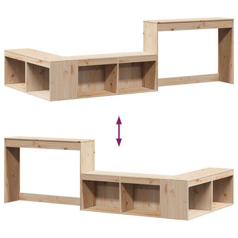 vidaXL Bedside Cabinet with Desk 222x107x75 cm Solid Wood Pine