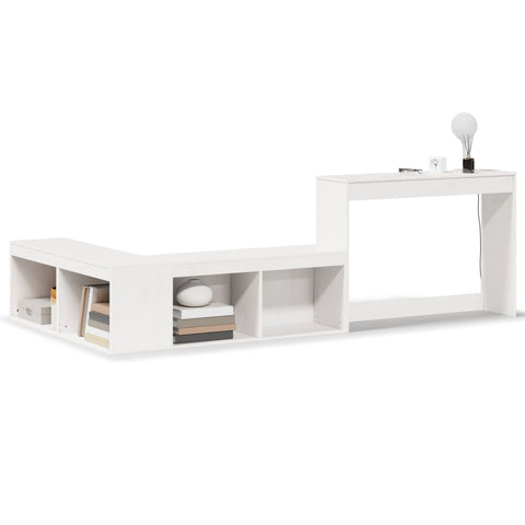 vidaXL Bedside Cabinet with Desk White 222x107x75 cm Solid Wood Pine