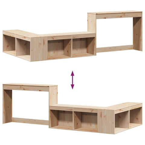vidaXL Bedside Cabinet with Desk 232x112x75 cm Solid Wood Pine