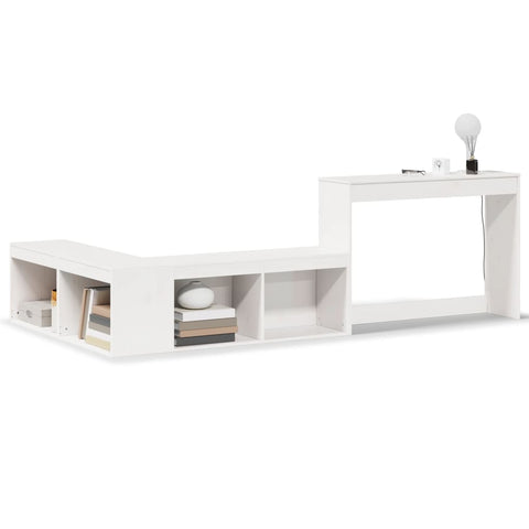 vidaXL Bedside Cabinet with Desk White 232x112x75 cm Solid Wood Pine