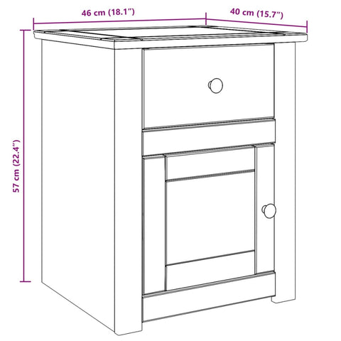 vidaXL Bedside Cabinet Panama 46x40x57 cm Solid Wood Pine