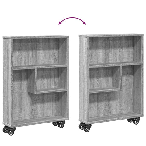vidaXL Narrow Storage Trolley Grey Sonoma 48x13x68 cm Engineered Wood