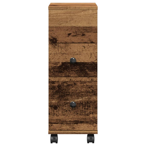 vidaXL Narrow Bathroom Cabinet with Wheels Old Wood Engineered Wood