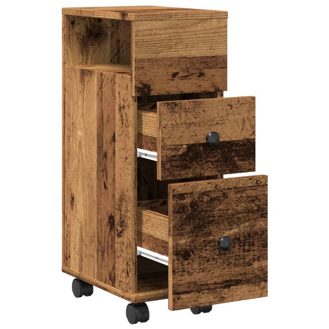 vidaXL Narrow Bathroom Cabinet with Wheels Old Wood Engineered Wood