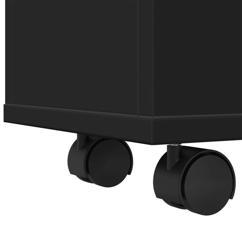 vidaXL Narrow Bathroom Cabinet with Wheels Black Engineered Wood