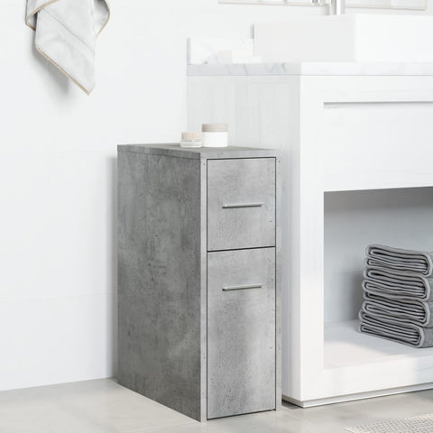 vidaXL Narrow Bathroom Cupboard with Wheels Concrete Grey Engineered Wood