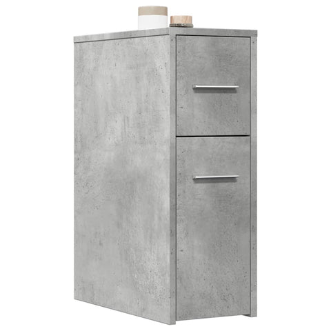 vidaXL Narrow Bathroom Cupboard with Wheels Concrete Grey Engineered Wood