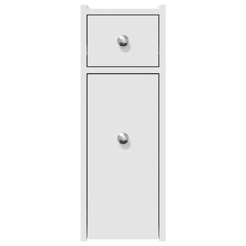 vidaXL Narrow Bathroom Cupboard with Wheels White Engineered Wood