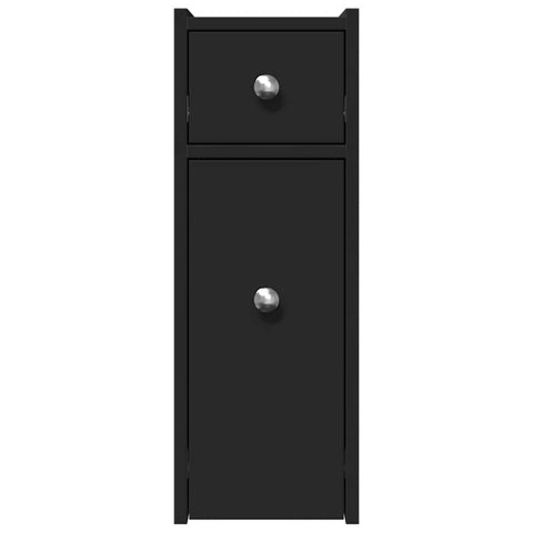 vidaXL Narrow Bathroom Cupboard with Wheels Black Engineered Wood