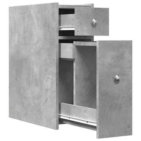 vidaXL Narrow Bathroom Cupboard with Wheels Concrete Grey Engineered Wood