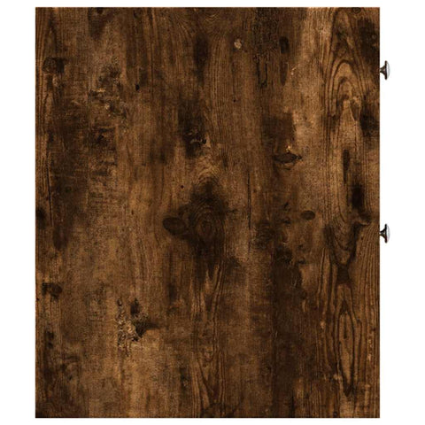 vidaXL Narrow Bathroom Cupboard with Wheels Smoked Oak Engineered Wood