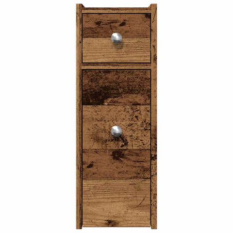 vidaXL Narrow Bathroom Cupboard with Wheels Old Wood Engineered Wood